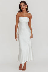 Moon Song Strapless Laced Back Dress Off White