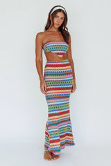 Tulum Tied Back Crop Top Blue Multi