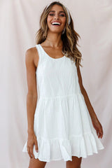 Heather Round Neck Swing Dress White