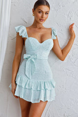 Theodore Ruffle Trimmed Mini Dress Sage