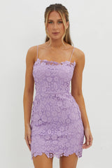 Reinhart Cami Strap Crochet Lace Dress Lilac