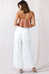 Saigon Wide Leg Eyelet Pants White
