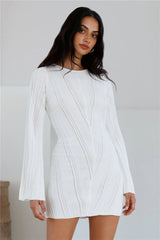 Soulful Nights Long Sleeve Mini Dress White