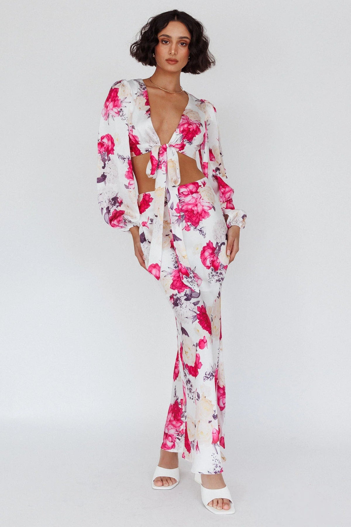 Meet Me In Fiji Maxi Skirt Floral Pink