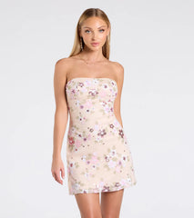 Touch Of Shimmer Lace-Up Floral Sequin Mini Dress