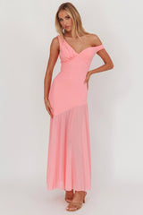 Treasure Sheer Hem Maxi Dress Pink
