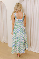 Southern Charm Floral Midi Dress in Sky Blue