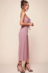 Khloe Bow Tie Wide Leg Jumpsuit Dusty Pink