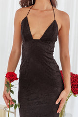 Luna Magic Lace Overlay Maxi Dress Black