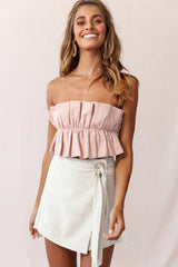 Thea Ruffle Crop Top Blush