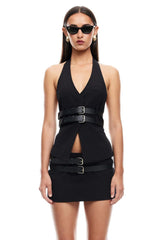 LIONESS Ethereal Buckle Skirt Onyx