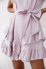 Petrie Ruffle Detail Waist Tie Dress Blush