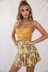 Mirage Crochet Lace Crop Top Mustard