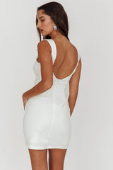 Move Maker Thick Strap Cut-Out Detail Mini Dress White