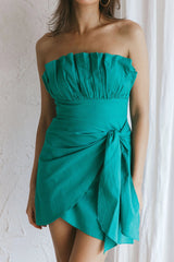 Sunkissed Faux Wrap Mini Dress Green