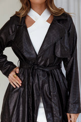 Wilhelmina Long Jacket Embossed Black