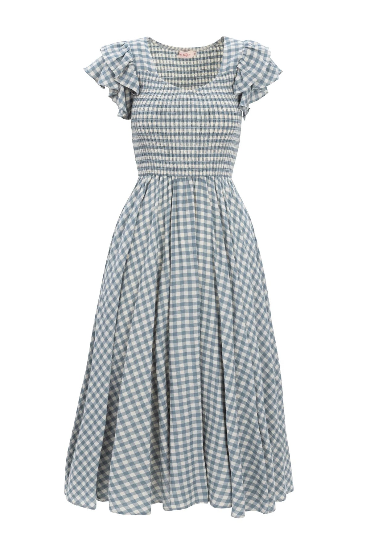 Hattie Dress in Dusty Teal Gingham