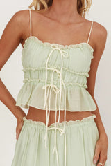 Maidens Tie Detail Overlock Top Sage