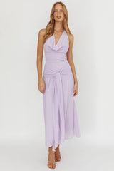 Maretha Cowl Halterneck Maxi Dress Lilac
