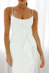 Tesla Cami Strap Asymmetrical Knee Length Dress White
