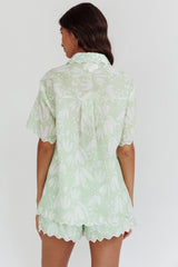 Swing Of Things Scalloped Edge Shirt Print Sage