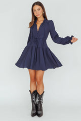 Waverly Long Sleeve Mini Dress Navy