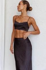 The Moment Satin Maxi Skirt Black