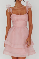 I've Got Sunshine Ruffle Strap Mini Dress Blush