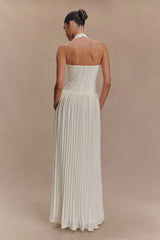 Stacie Pleated Halter Maxi Dress - Ivory