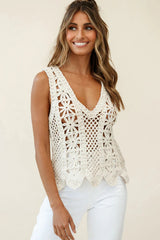 Kinsey Intricate Knit Sleeveless Top Natural