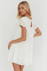 Sunshine Weekend Frill Trim Babydoll Mini Dress White