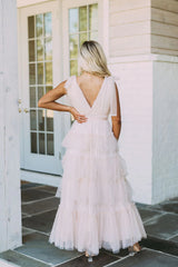 Pearl Accented Mesh Maxi Dress