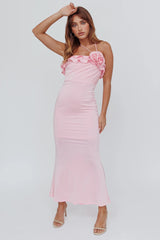 Soul Song Rose Accent Ruffle Dress Pink