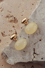 Love Song Oval Cabochon Earrings Gold/Ivory Tort