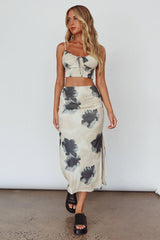 Miss You Midi Skirt Floral Cream
