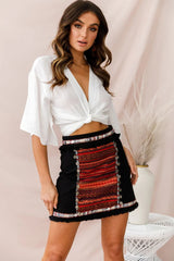 Rivera Deep V Waist Tie Top White