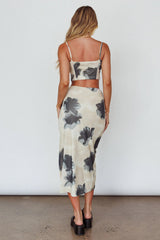 Miss Me Tied Bust Crop Top Floral Cream