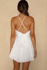 Secret Place Strappy Tie Back Party Dress White