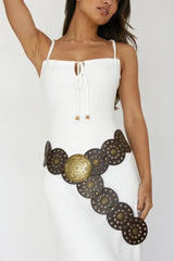 Tina Western Circle Belt Brass Brown