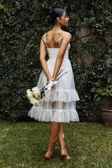 Moonlight Sonata Ruffle Mesh Midi Dress White