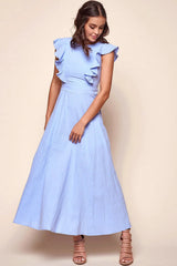 Kindall Classic Casual Dress Steel Blue