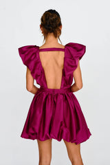 Hidden Heart Bubble Hem Mini Dress Magenta