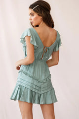 Willah Pintuck And Frill Detail Drawstring Dress Olive