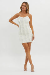 Your Era Ruched Diamante Strap Mini Dress White