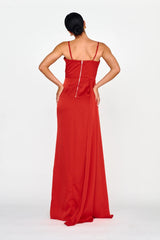 Secret Sweetheart Neckline Split Maxi Dress Red