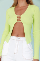Kezia Cut-Out Front Long Sleeve Top Lime
