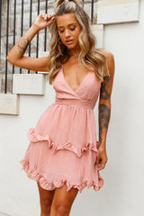 Greta Cami Strap Frill Chiffon Dress Rose