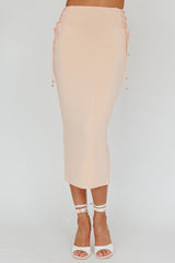 Graziella Lace Up Midi Skirt Egg Shell