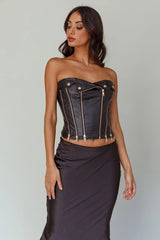 Moto Strapless Zipper Top Black