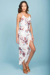 Varro Hi Low Floral Maxi Dress White